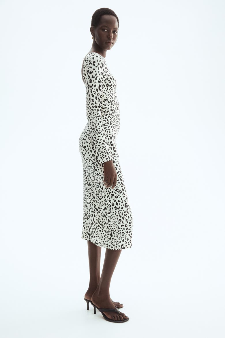 Open-back Jersey Dress, Alternate, color, Cream/leopard print