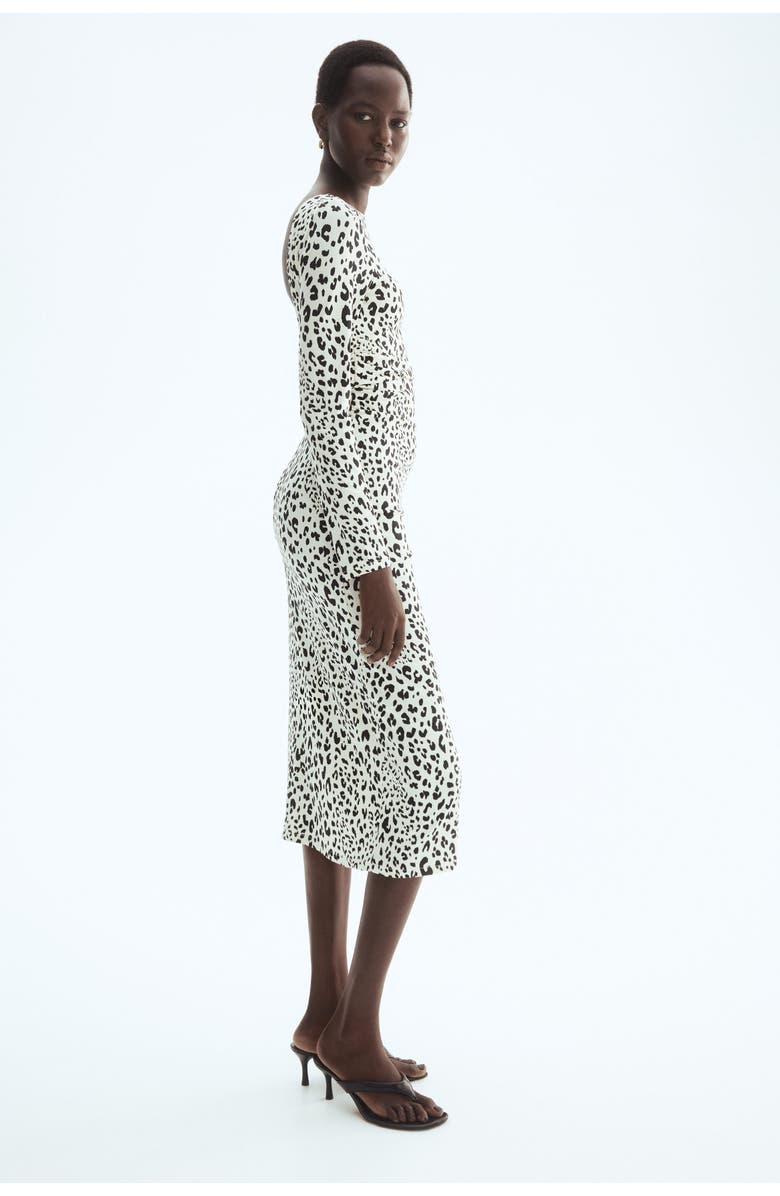 H&M Open-back Jersey Dress, Alternate, color, Cream/Leopard Print