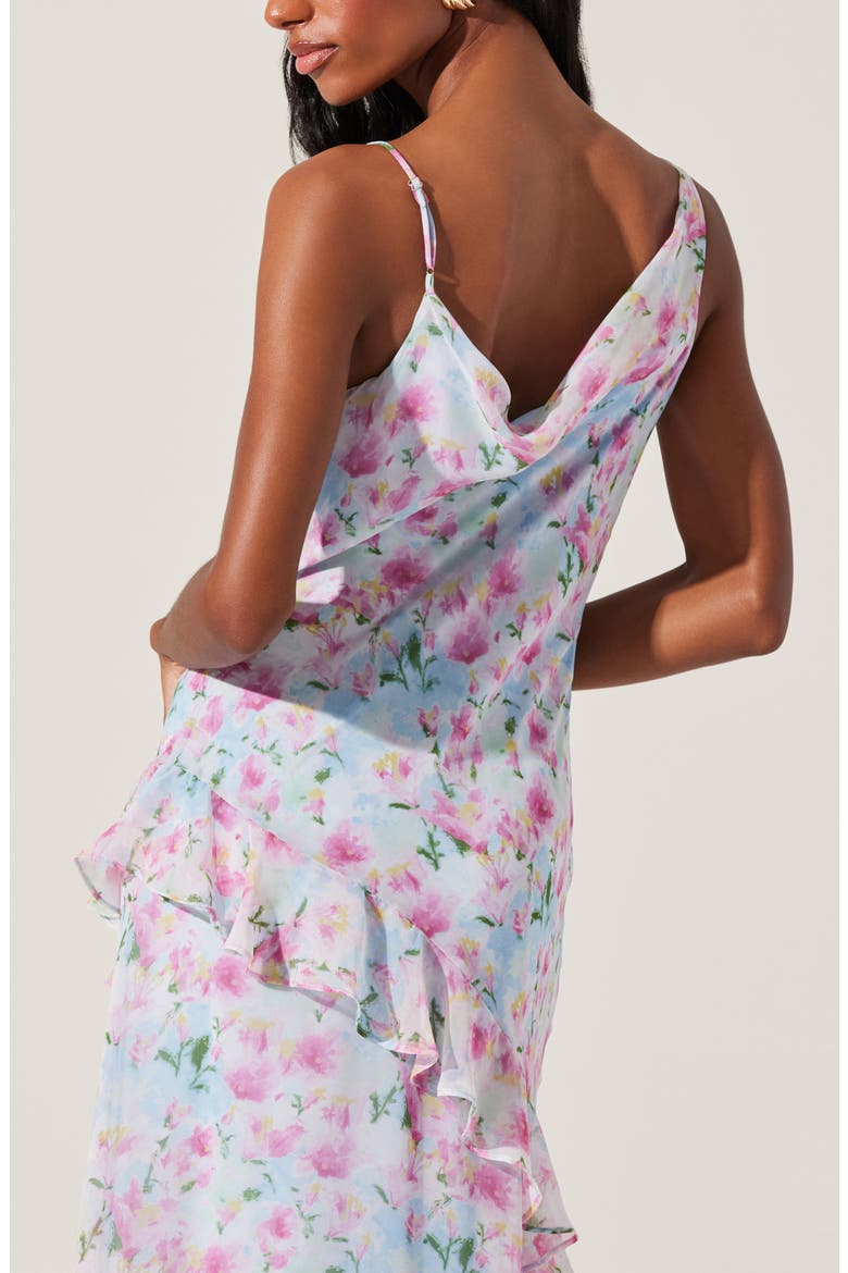 floral ruffle chiffon asymmetric maxi dress Levina Asymmetric Ruffle Chiffon Maxi Dress (Women)
