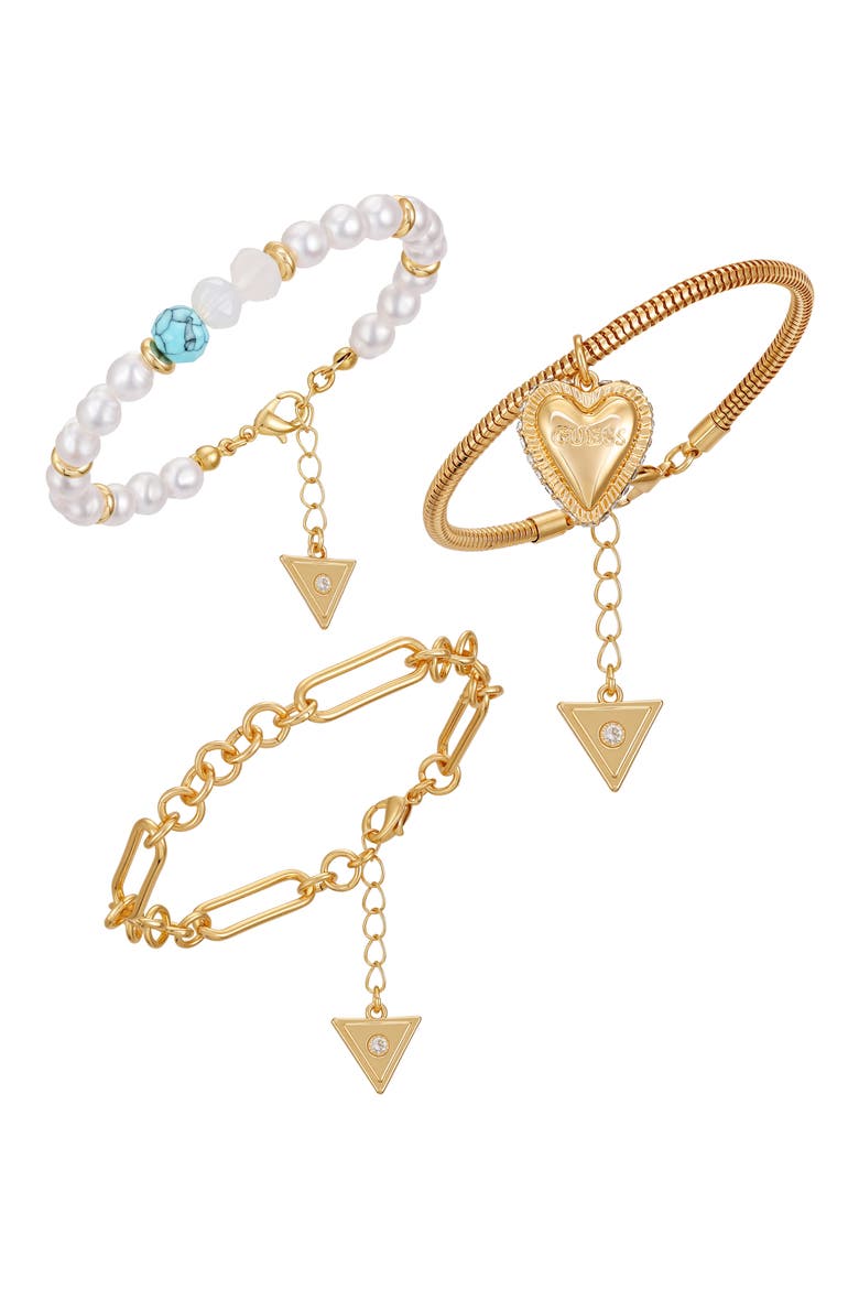 Set of 3 Charm Bracelets, Alternate, color, GOLD TONE