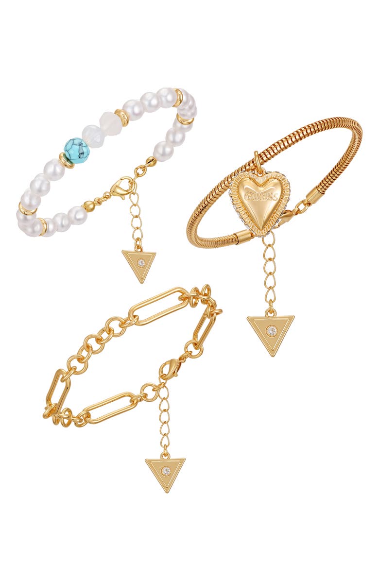 GUESS Set of 3 Charm Bracelets, Alternate, color, Gold Tone