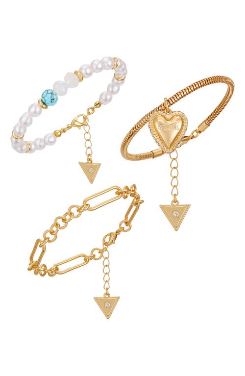 Guess Set Of 3 Charm Bracelets In Gold