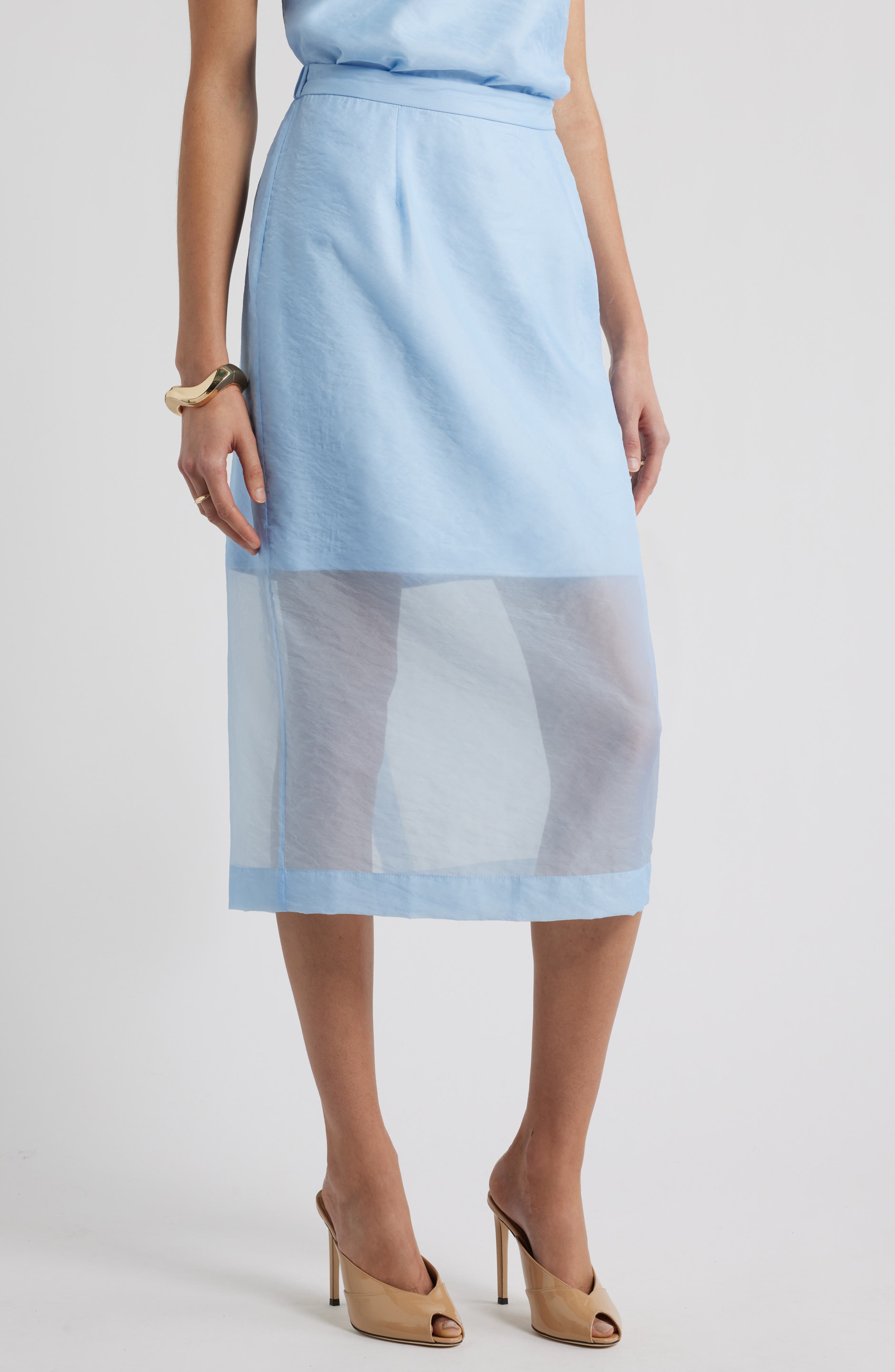 Nordstrom Organza Midi Pencil Skirt In Blue