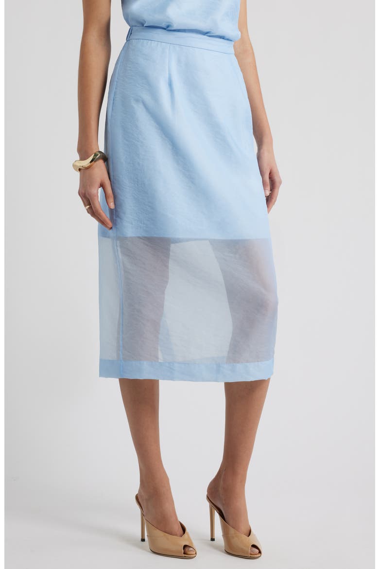 Organza Midi Pencil Skirt, Main, color, BLUE FLOATY