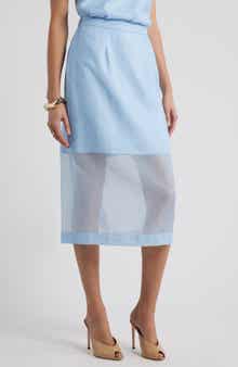 Organza Midi Pencil Skirt