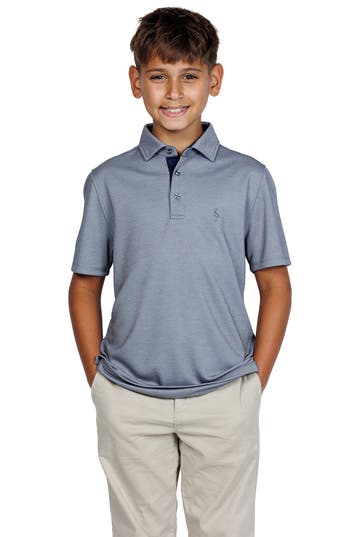 Tailorbyrd Kids' Solid Knit Polo In Gray