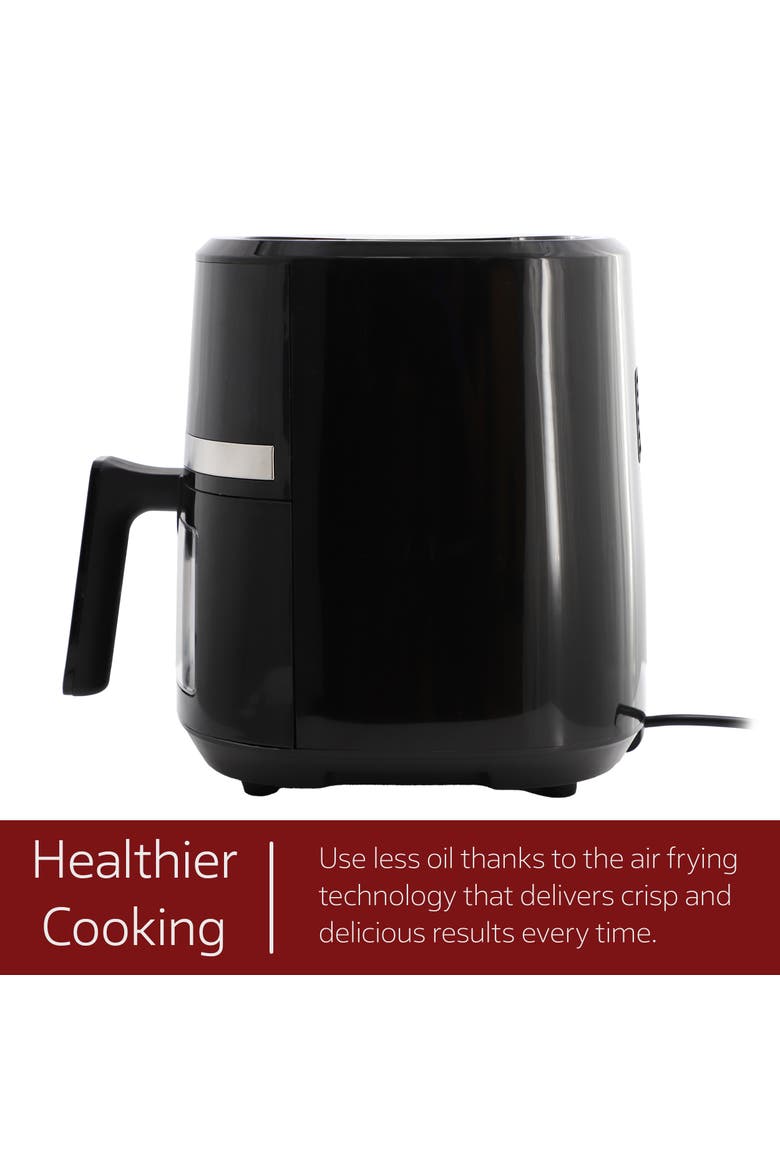 4 Quart Digital LED Display Electric Air Fryer with Transparent Window in Black with 125 Piece Paper Liners, Alternate, color, Black