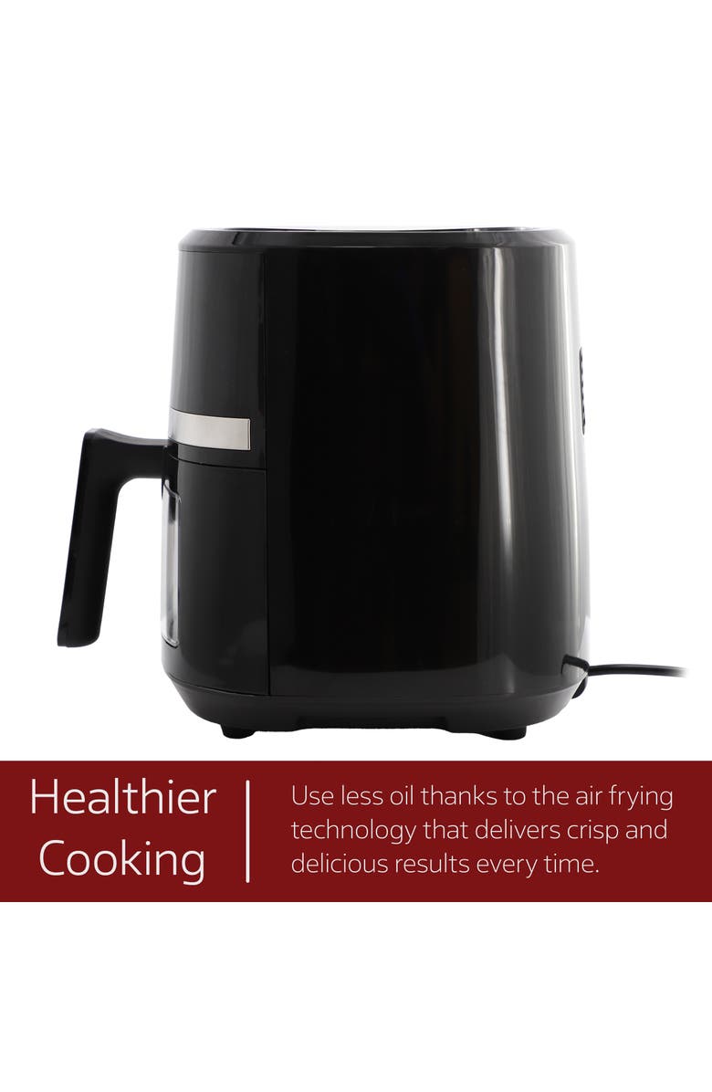 Megachef 4 Quart Digital LED Display Electric Air Fryer with Transparent Window in Black with 125 Piece Paper Liners, Alternate, color, Black