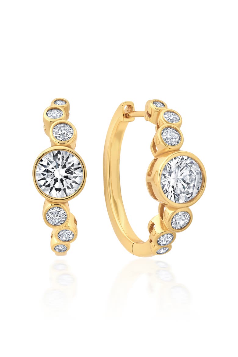 Stardust Cubic Zirconia Hoop Earrings, Main, color, 18KYG/ CLEAR STONE