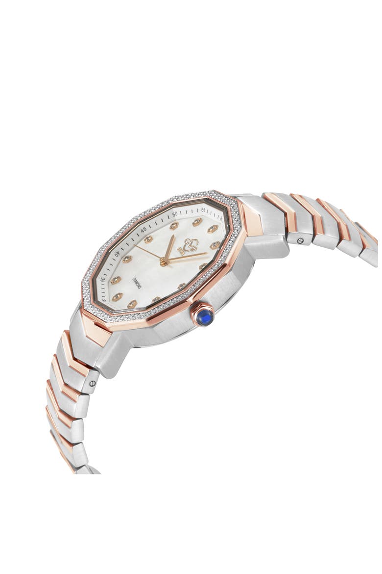 Spello II Mother-of-Pearl & Diamond Bracelet Watch, 36mm, Alternate, color, ROSE GOLD/ SILVER