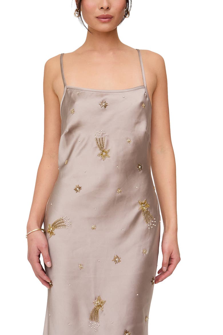 Starburst All Over Embellished Maxi Dress, Alternate, color, Light Grey