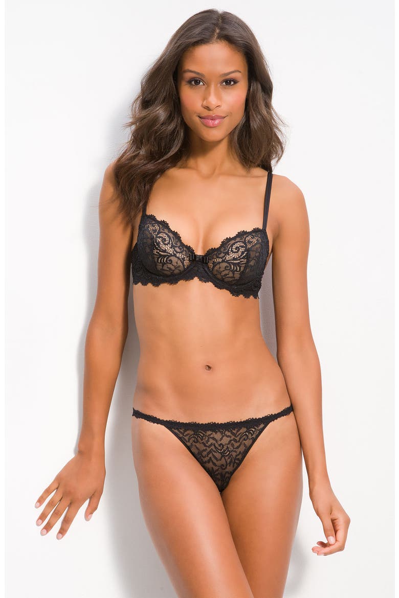 'Celeste' Underwire Demi Plunge Bra, Alternate, color, BLACK