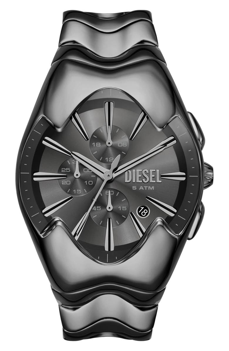 DIESEL<sup>®</sup> Mercurial Gunmetal Tonneau Chronograph Bracelet Watch, 45mm x 28mm, Main, color, Gray