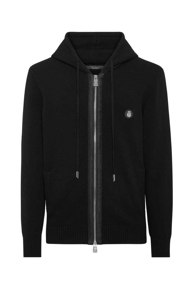 Knit Hoodie Men, Main, color, black