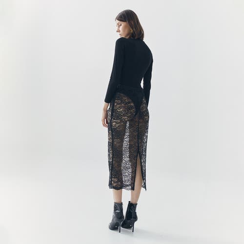 Ats Mila See Thru Lace Skirt In Black