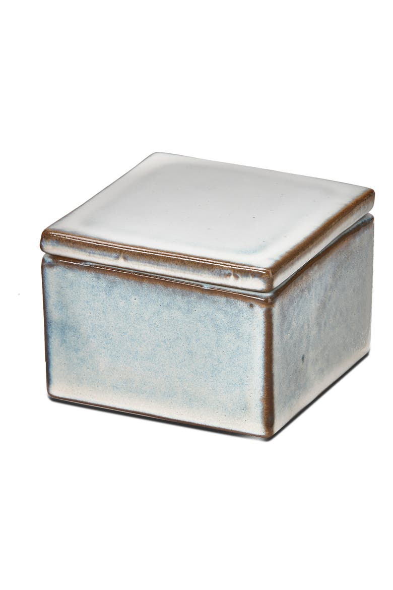 White Decorative Stoneware Box for Summer Home Decor, Main, color, White