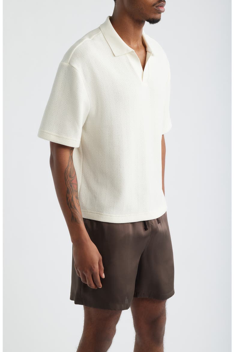 Knit Johnny Collar Polo, Alternate, color, IVORY EGRET