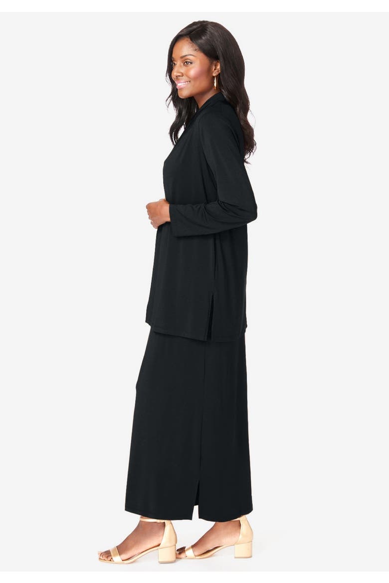 2 Piece Cowlneck Jacket Dress, Alternate, color, BLACK