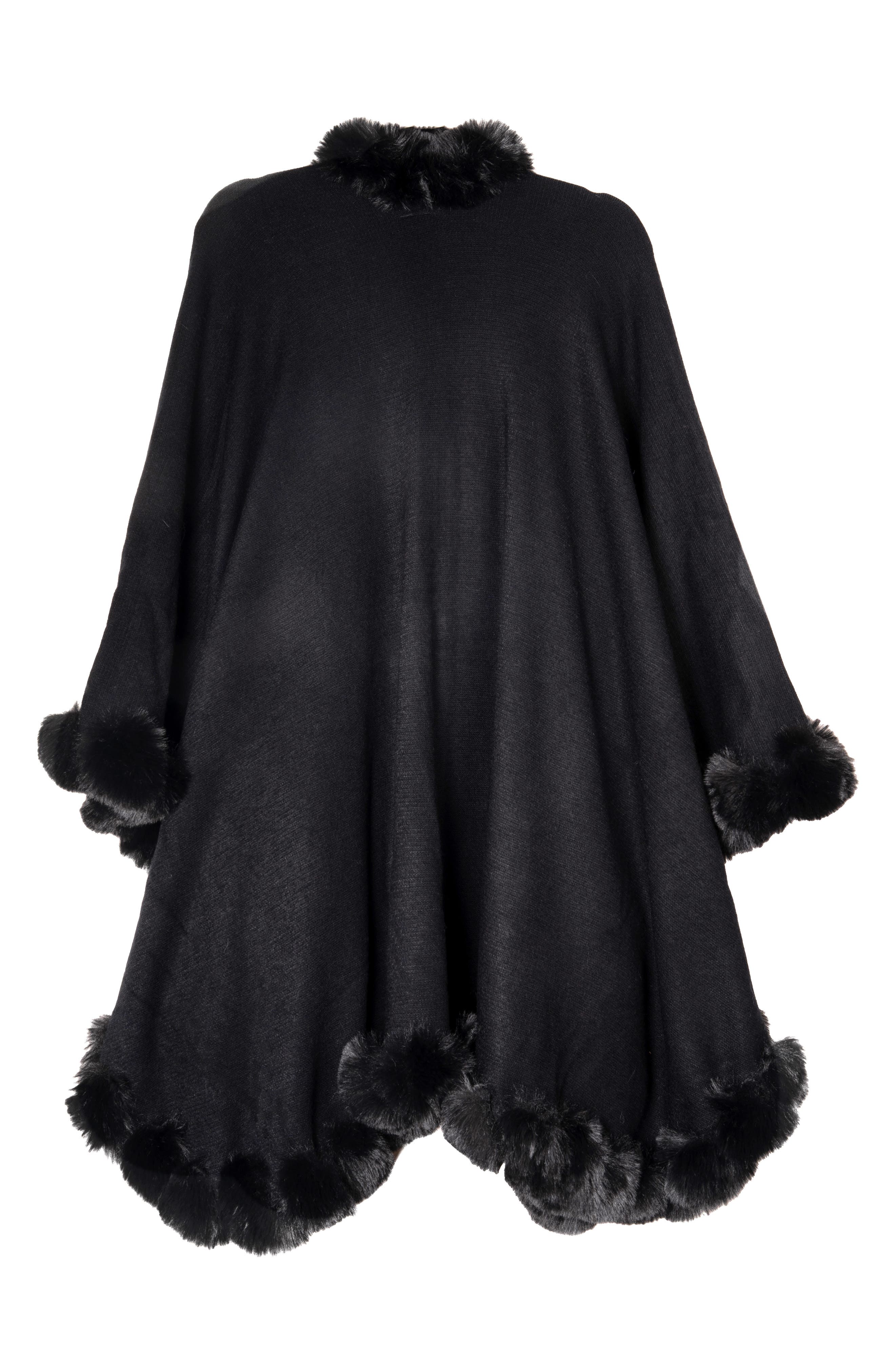 Faux Fur Trim Cape