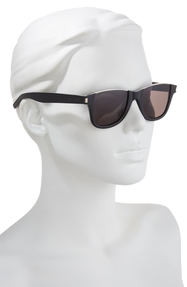 Saint Laurent 50mm Square Sunglasses, Alternate, color, Black Black Black