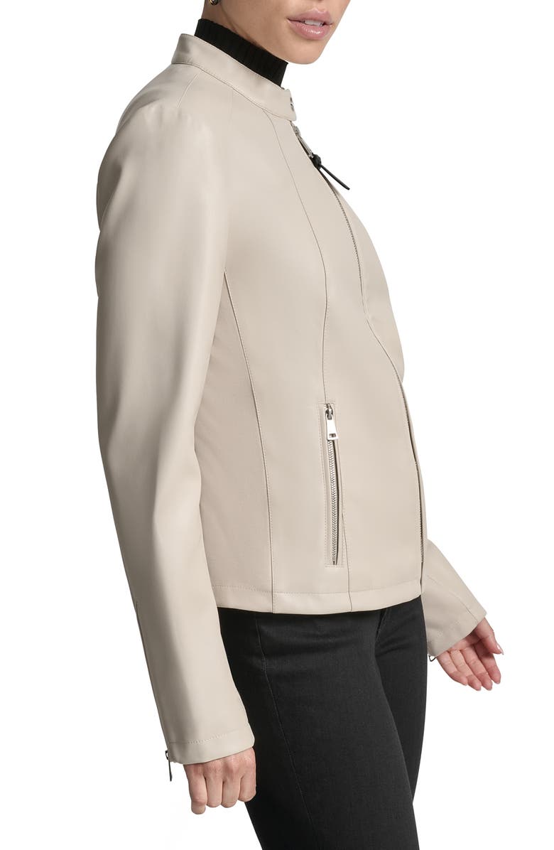 DKNY Faux Leather Moto Jacket, Alternate, color, Stone
