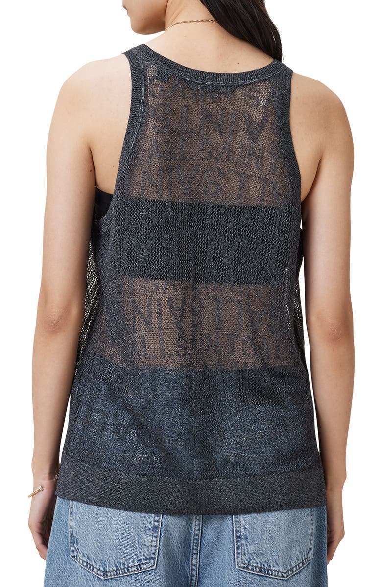 AllSaints Kaito Open Stitch Tank, Alternate, color, Carbon Grey