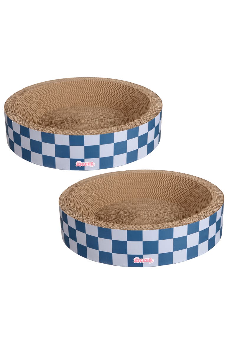 Daisy Modern Cardboard Bowl Cat Scratcher with Catnip, Alternate, color, Navy/Blue