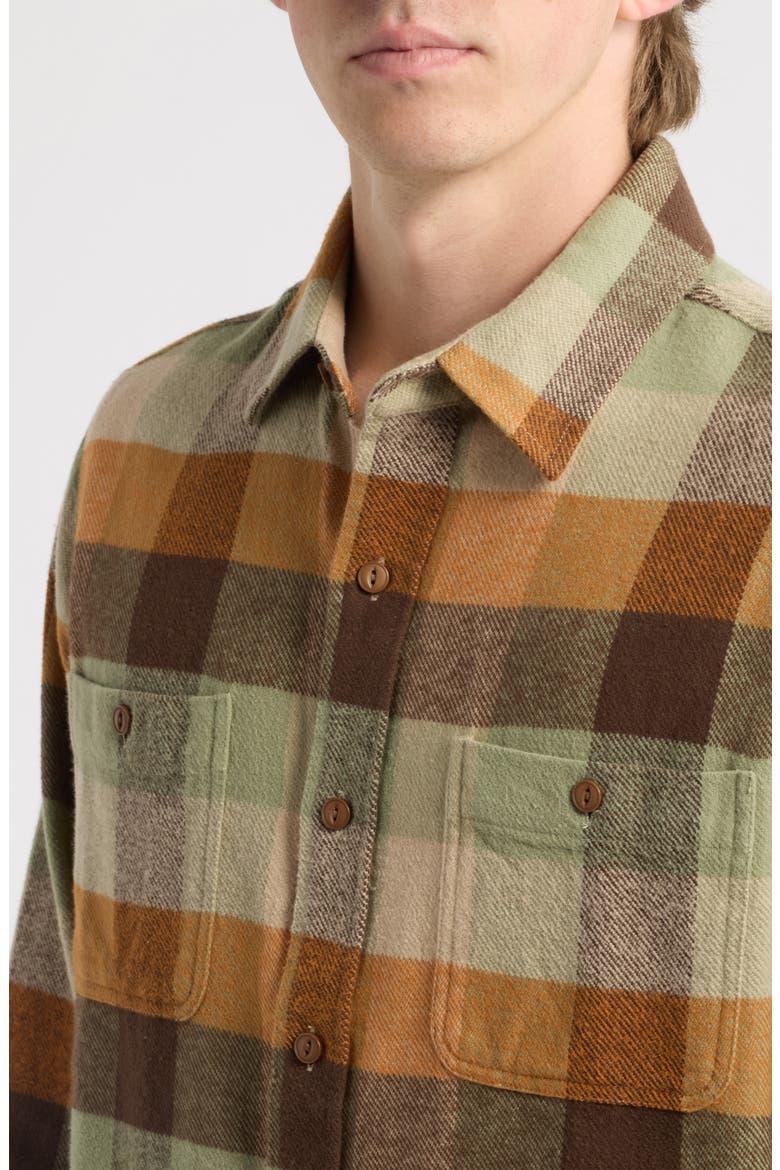 Buffalo Check Flannel Long Sleeve Button-Up Shirt, Alternate, color, MINT/RUST