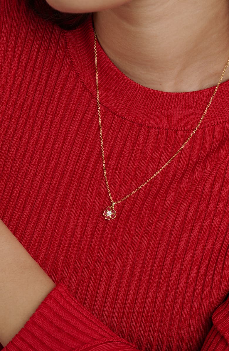 Ted Baker Petiies Painted Flower Pendant Necklace, Alternate, color, 