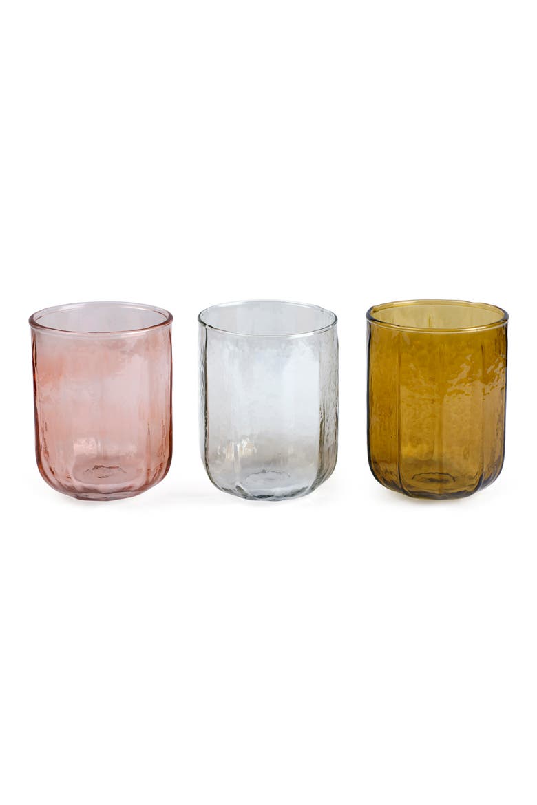 Set of 2 Hammered Glass Cups, Alternate, color, BROWN