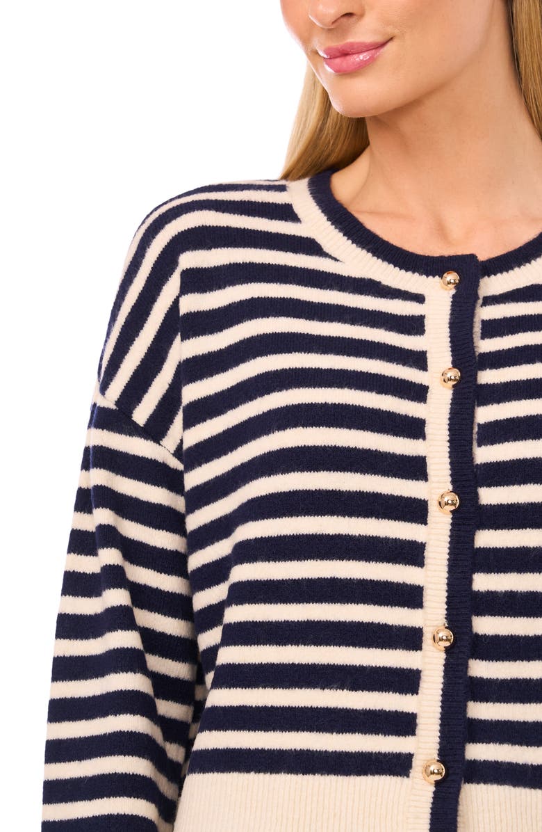 CeCe Stripe Cardigan, Alternate, color, Classic Navy