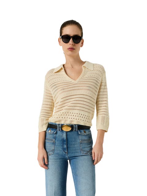Lalya 3/4 Sleeve V-Neck Knit Top