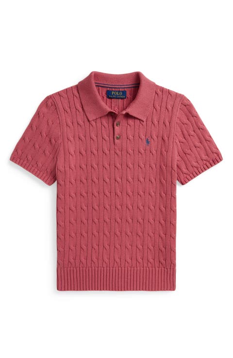 Kids' Cable Short Sleeve Cotton Sweater (Big Kid)