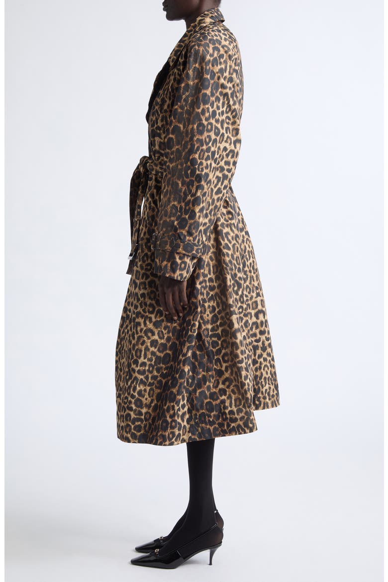 Leopard Print Nylon Trench Coat, Alternate, color, LEOPARD