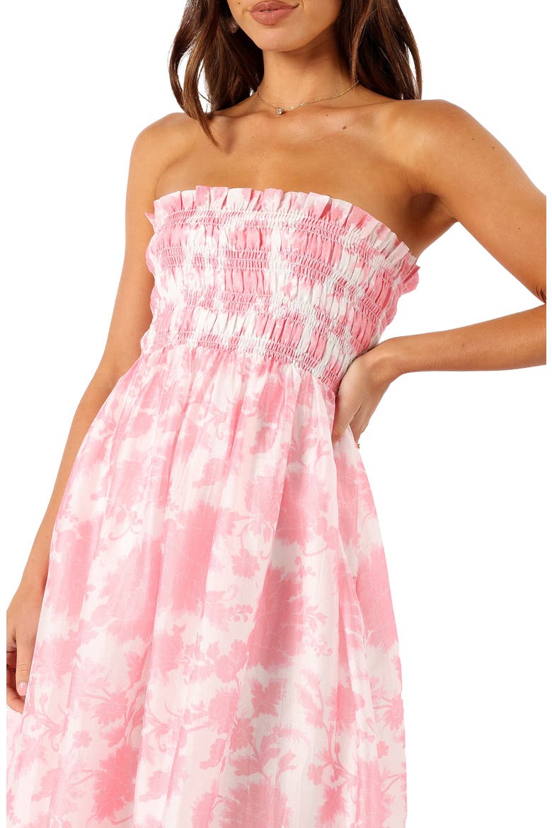 Carter Floral Strapless Midi Dress, Alternate, color, PINK FLORAL