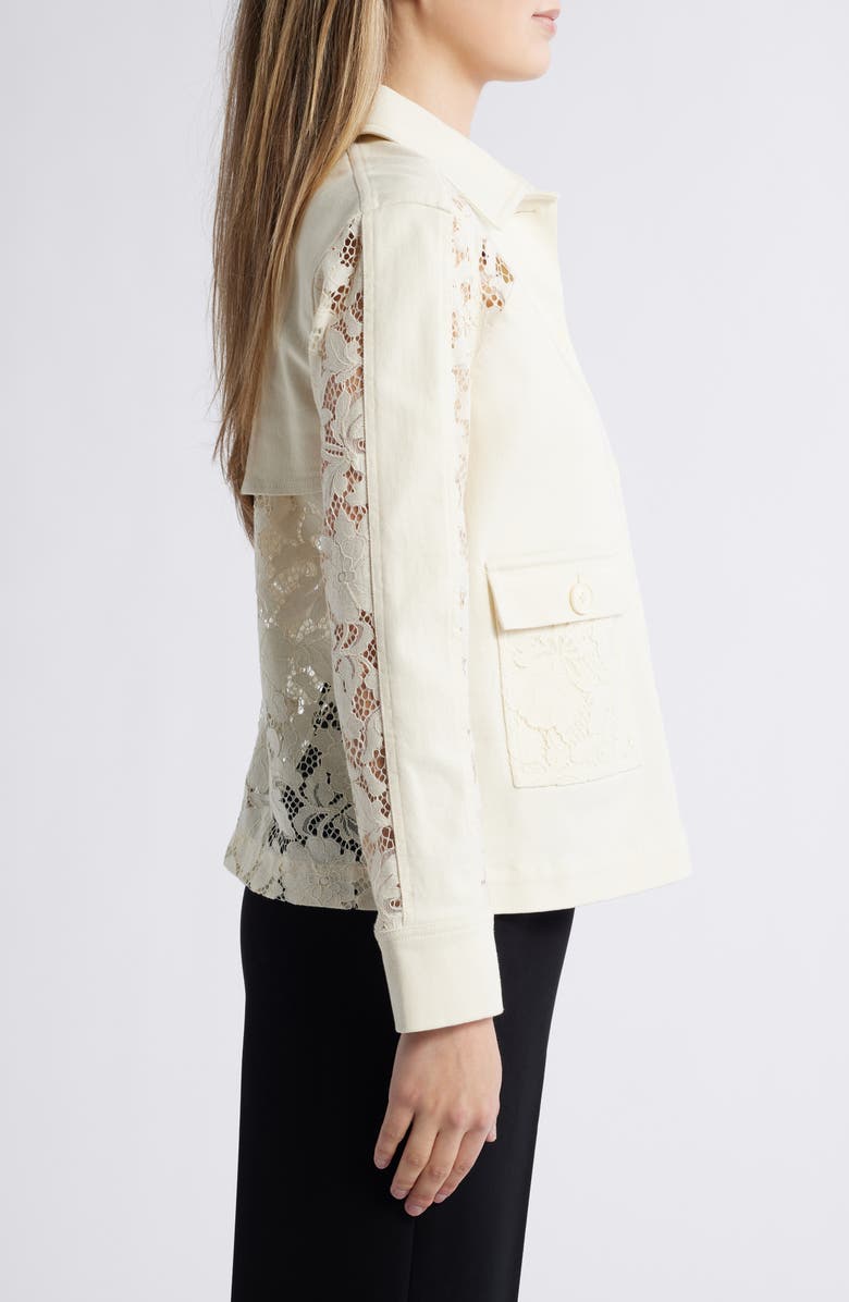 Anne Klein Lace Detail Stretch Cotton Jacket, Alternate, color,