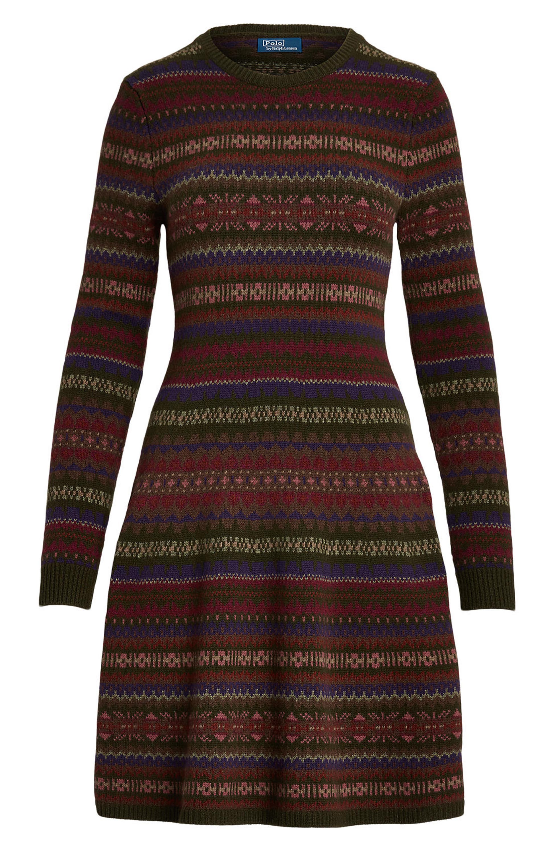 Fair Isle Long Sleeve Sweater Dress
