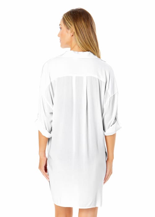 ANNE COLE LIVE IN COLOR BUTTON DOWN SHIRT SWIMSUIT COVER UP 