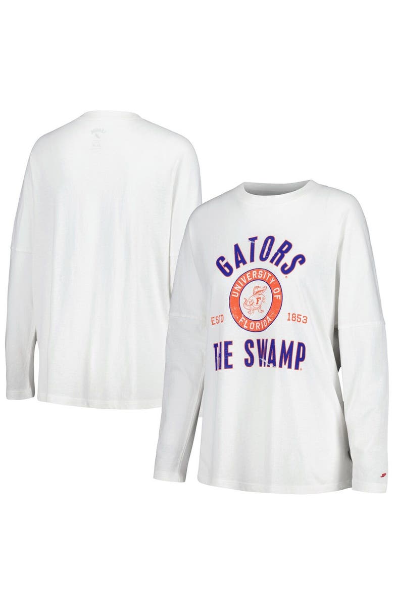 LEAGUE COLLEGIATE WEAR Women's League Collegiate Wear White Florida Gators Clothesline Oversized Long Sleeve T-Shirt, Main, color, White