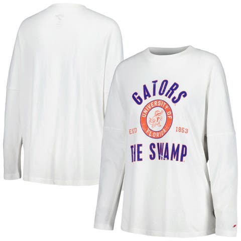 Women's League Collegiate Wear White Florida Gators Clothesline Oversized Long Sleeve T-Shirt