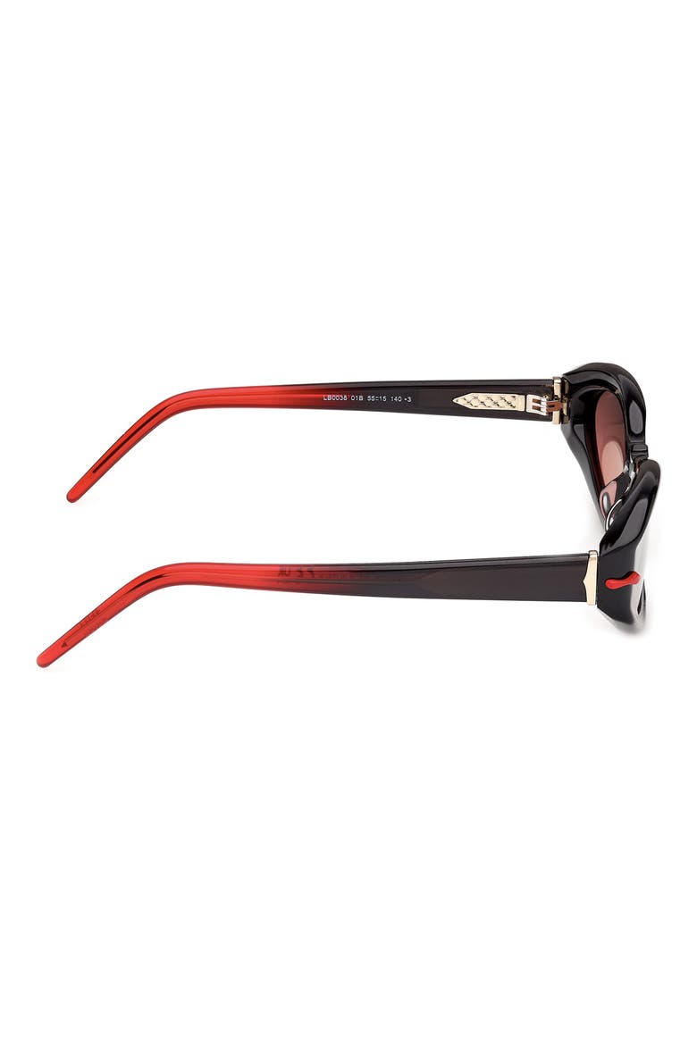 55mm Cat Eye Sunglasses, Alternate, color, BLACK / BLACK RED / GOLD