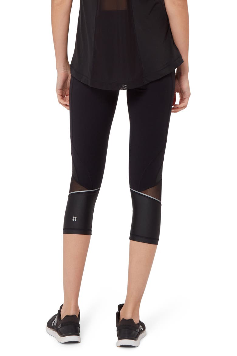 Power Wetlook Mesh 7/8 Workout Leggings, Alternate, color, BLACK