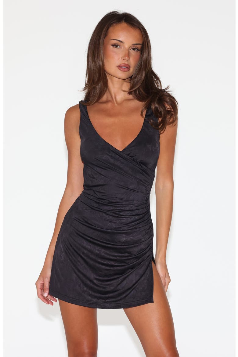 Nura Ruched Minidress, Alternate, color, BLACK