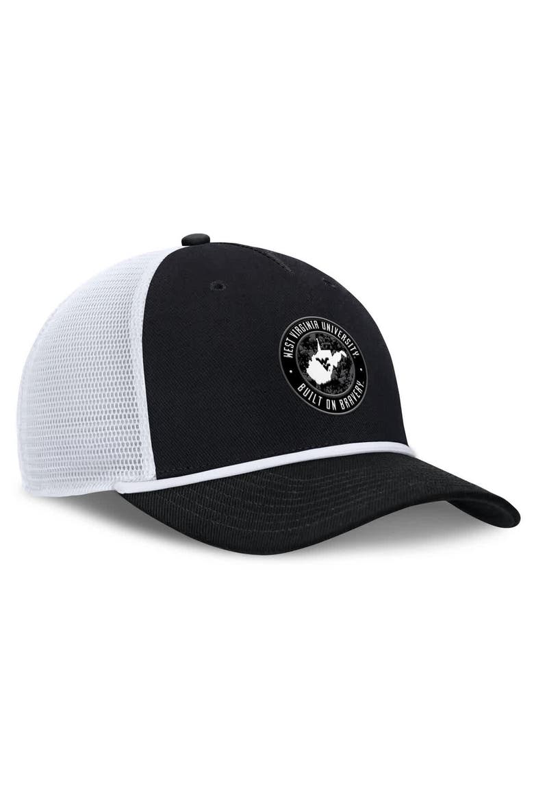 Men's Nike Black/White West Virginia Mountaineers Built on Bravery Rise Trucker Adjustable Hat, Alternate, color, Black