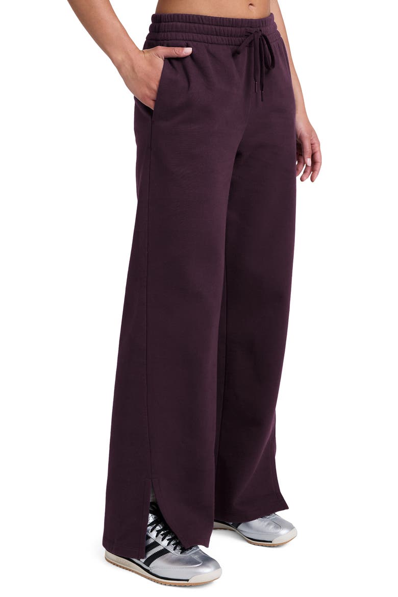 LuxeFleece Side Slit Wide Leg Pants, Alternate, color, EGGPLANT PURPLE