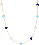 The Lovery Fine Jewelry Mixed Blue Heart Station Necklace