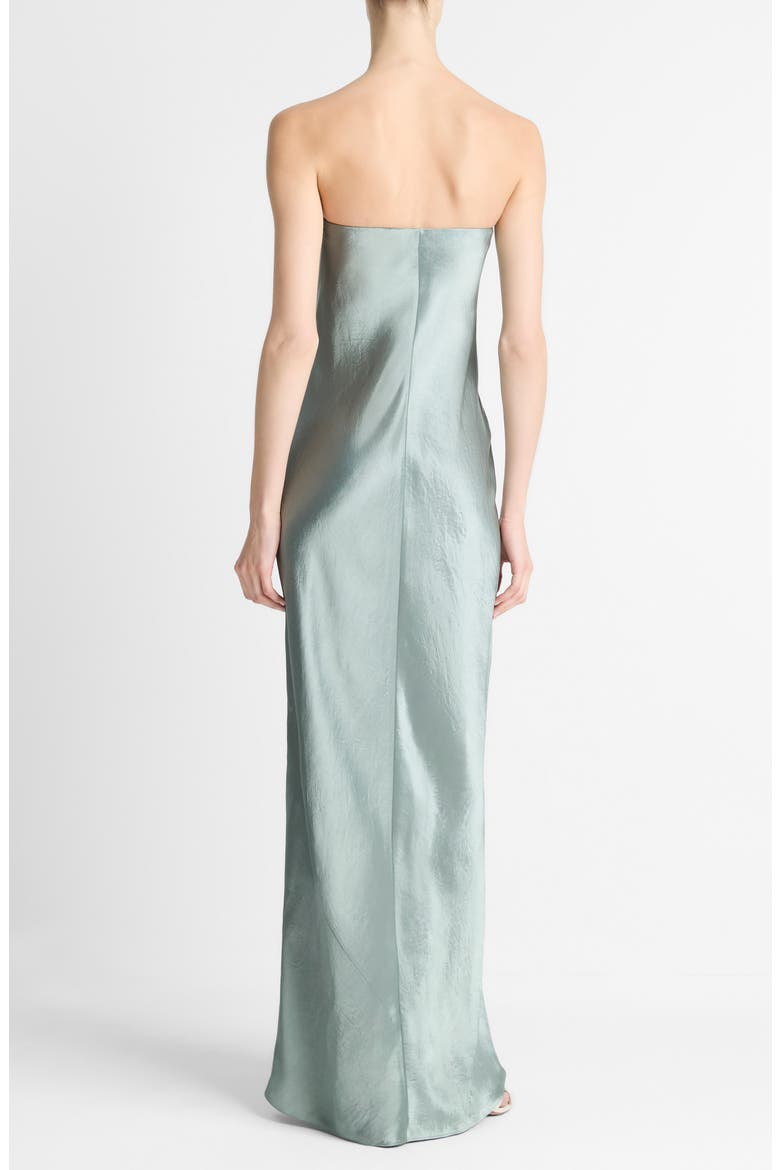 Satin Strapless Gown, Alternate, color, CLAY SAGE