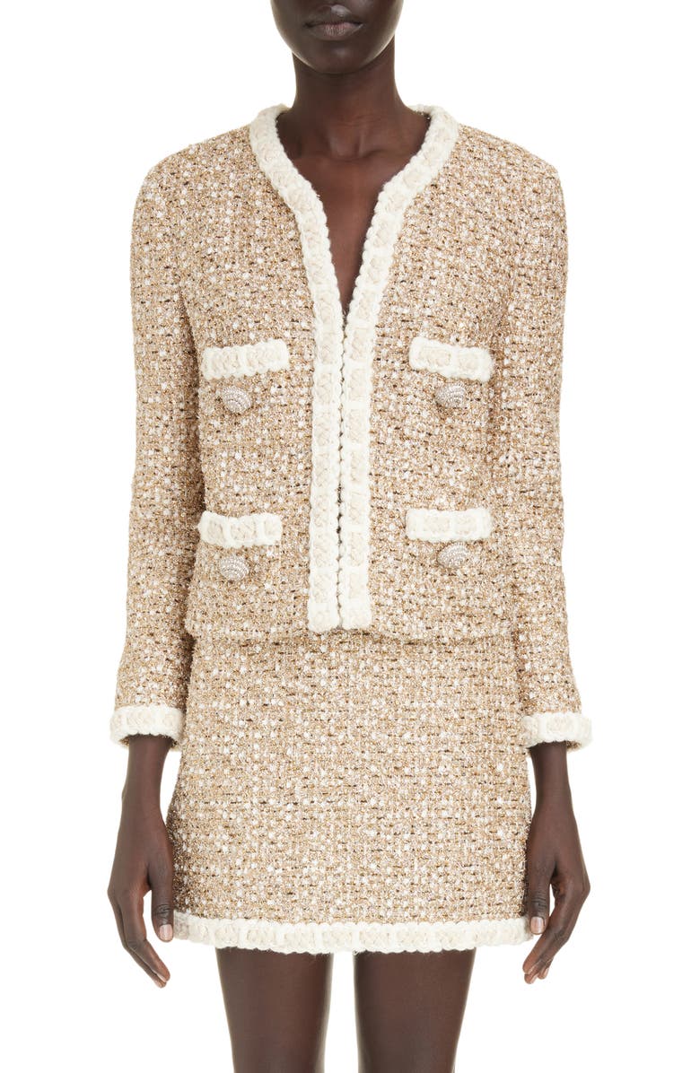 Giambattista Valli Metallic Bouclé Jacket, Main, color, 