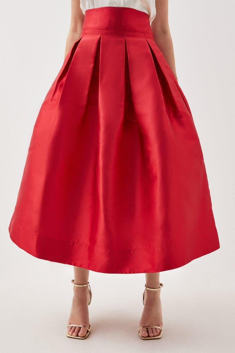 Twill Woven Prom Maxi Skirt, Main, color, Red