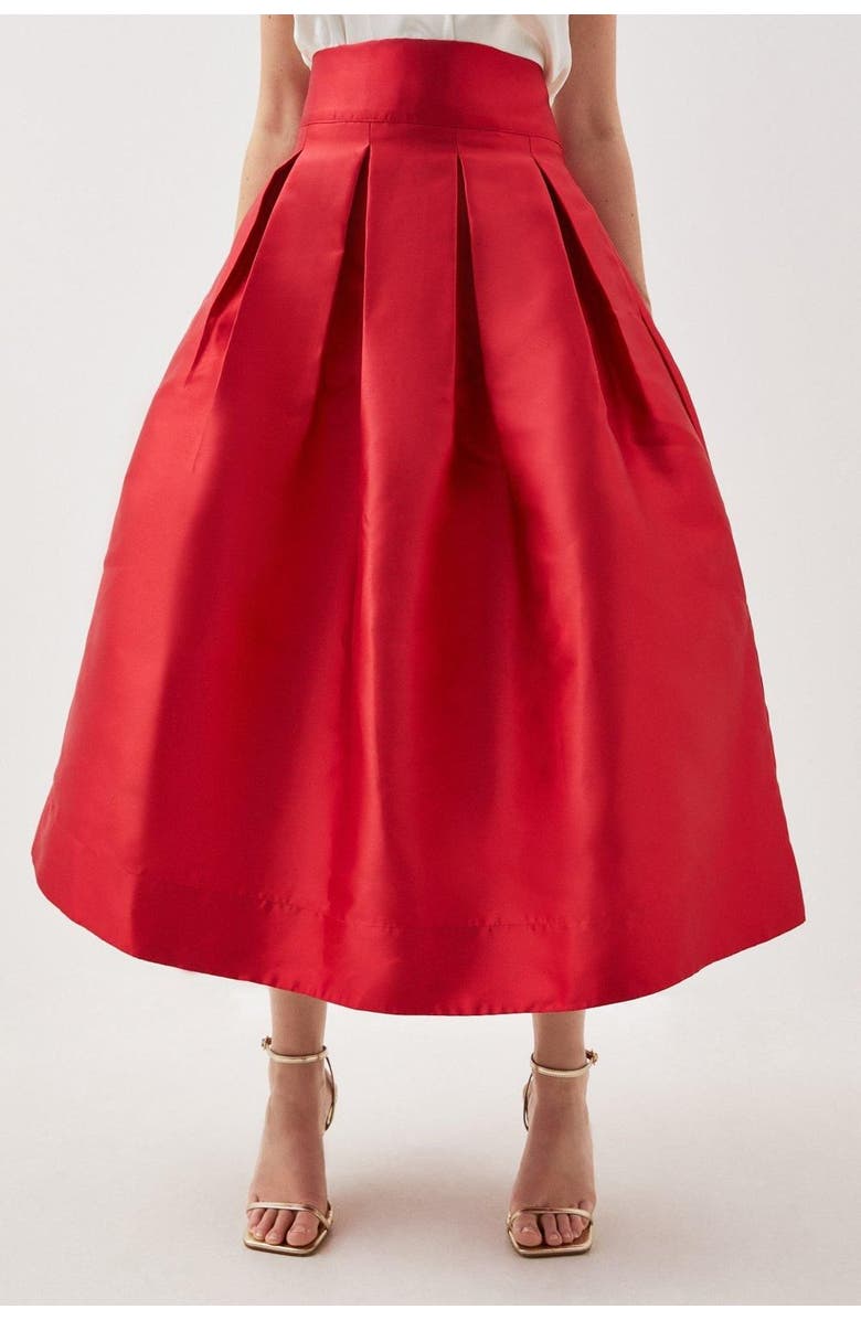 Karen Millen Twill Woven Prom Maxi Skirt, Main, color, Red